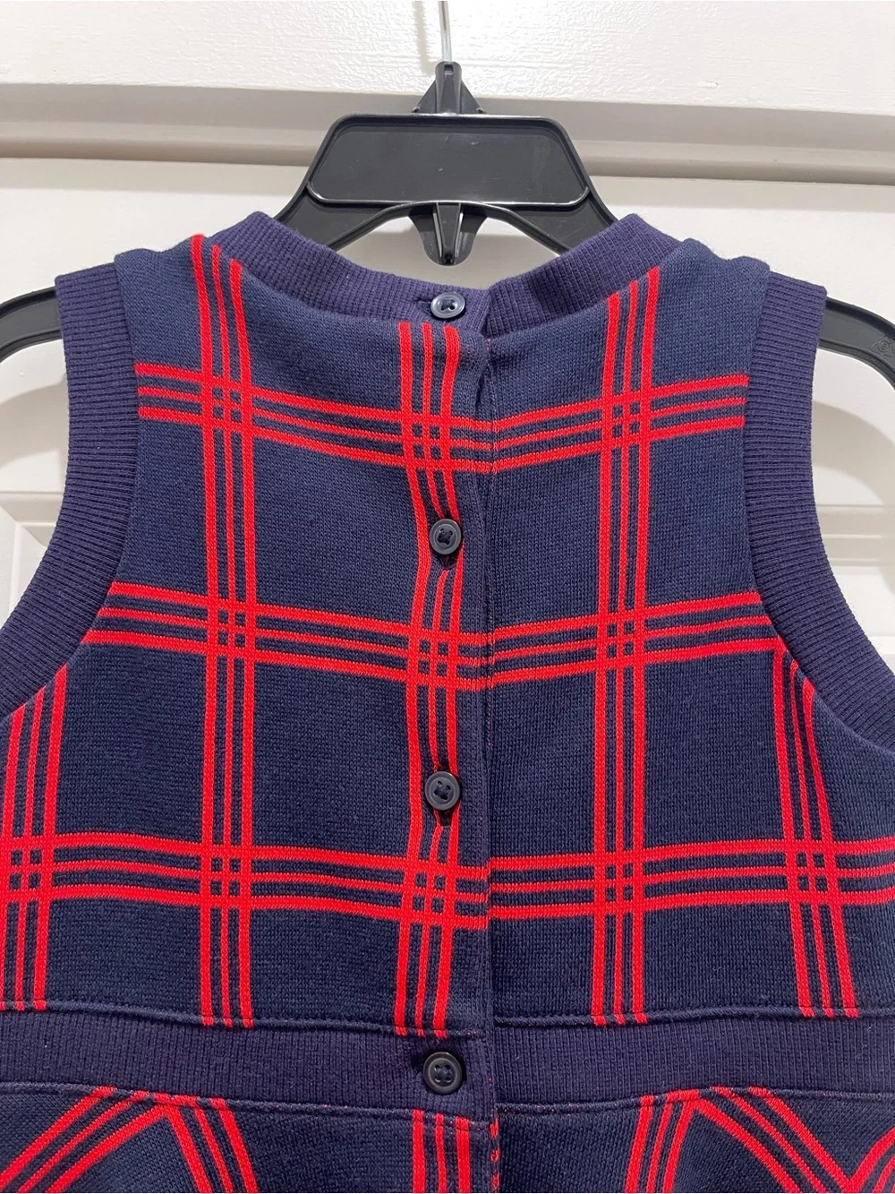 Janie & Jack Jacquard Windowpane Dress NWT Size 3T Plaid Christmas Navy Red